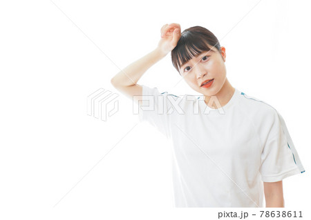 汗を拭うの写真素材