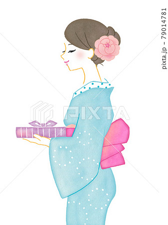 女性 横顔 着物 和服のイラスト素材 女性 横顔 着物 和服のイラスト素材