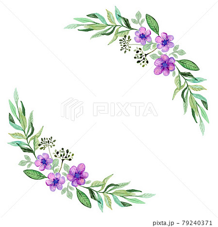 フレーム 花 植物 リースのイラスト素材