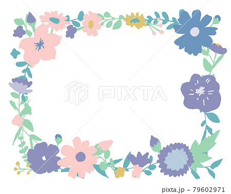 手書きの草木と花 夏カラーの花フレーム ベクターイラストのイラスト素材 手書きの草木と花 夏カラーの花フレーム ベクターイラストのイラスト素材