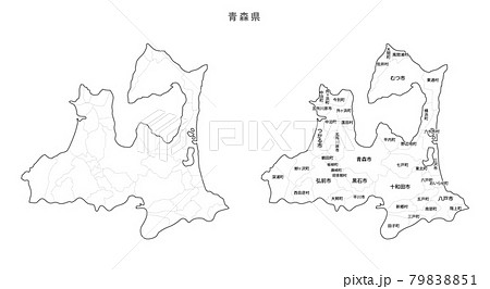 白地図 青森県 地図 日本地図の写真素材