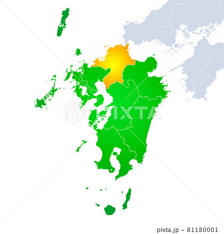 福岡県 福岡県地図 福岡 地図のイラスト素材