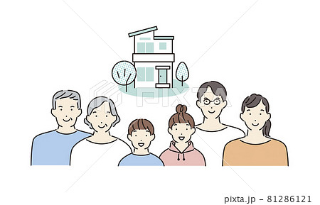 家族 アイコン シンプル 三世代のイラスト素材