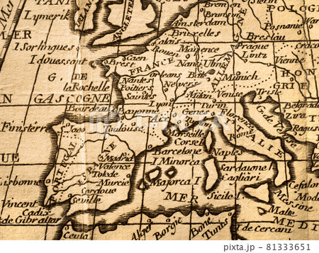 世界地図 アンティーク スペイン 古地図の写真素材 - PIXTA