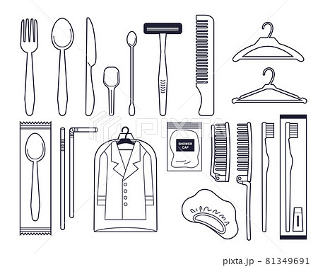 スプーン フォーク ナイフ モノクロのイラスト素材