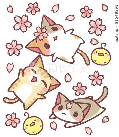 「 肉球ざくら 」猫イラスト 桜　春　満開　B5サイズ 色鉛筆画 激安超安値 肉球ざくら 」猫イラスト 色鉛筆画 B5サイズ 満開 春