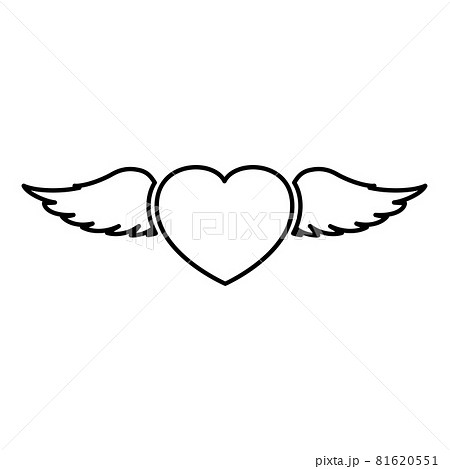 羽根つきハートのイラスト素材