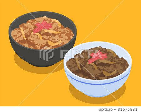 豚丼のイラスト素材