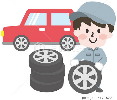 タイヤ交換のイラスト素材