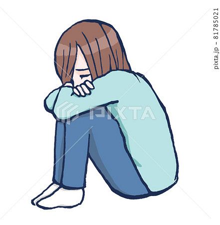 体育座り 人物のイラスト素材