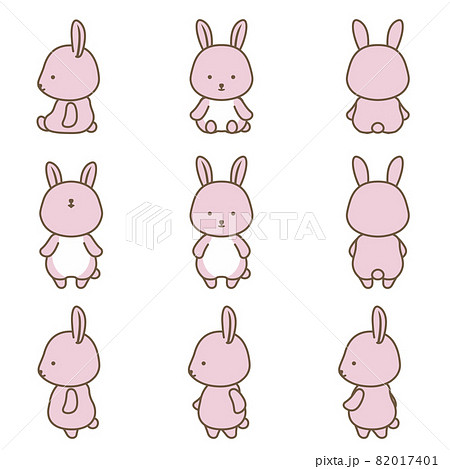 うさぎ 横向き イラスト 白バックのイラスト素材