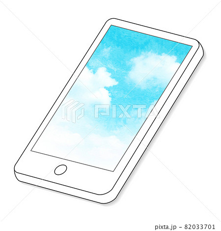 空の背景素材 スマホに映る空のイラスト素材