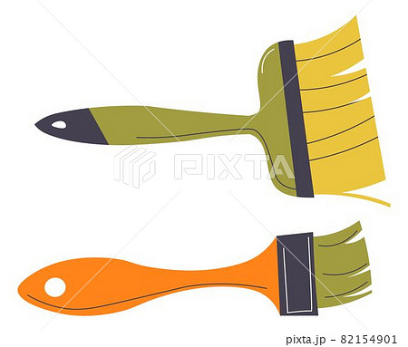 Wide paint brush with wooden handle and black Vector Image