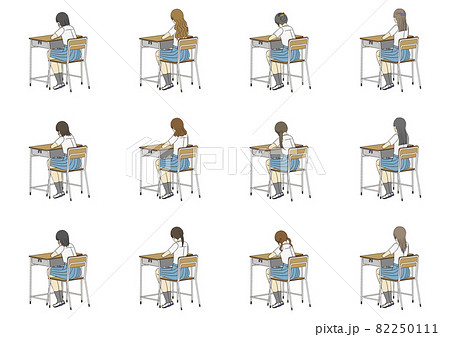 女性 座る イス 後ろ姿のイラスト素材