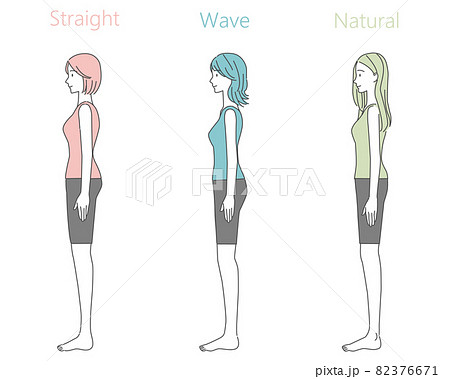 女性 体型 体 横向きの写真素材