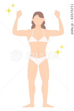 力こぶ 筋トレ 腕 筋肉のイラスト素材