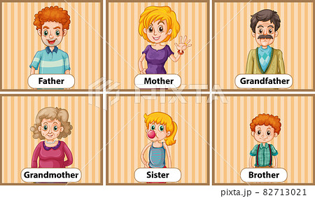 英語教育 家族 人物 子供のイラスト素材