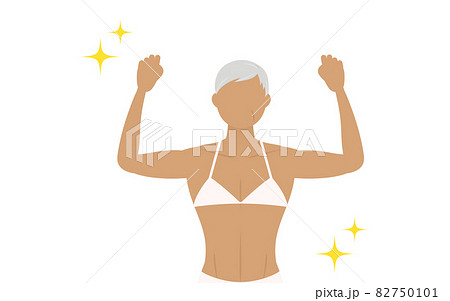 力こぶ 筋トレ 腕 筋肉のイラスト素材