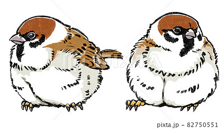 木彫りの鳥 スズメ(ふくら) そそっかしい