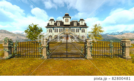 洋館 門 建物 住宅のイラスト素材
