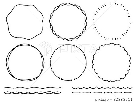 装飾枠 白黒 フレーム 囲み枠のイラスト素材