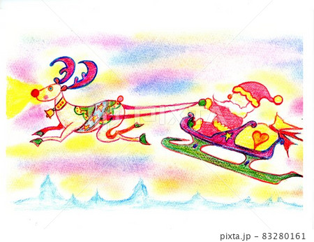 トナカイ 色鉛筆画 クリスマス 色鉛筆イラストのイラスト素材 - PIXTA