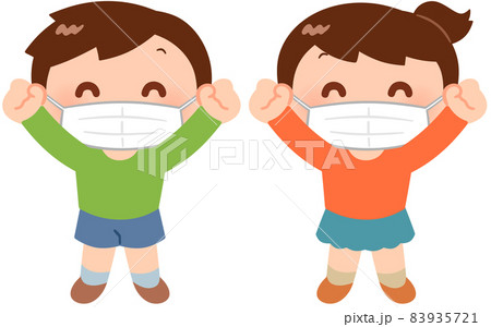 子供 マスク 男の子 人物のイラスト素材