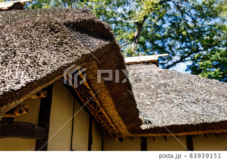 竹葺屋根の写真素材