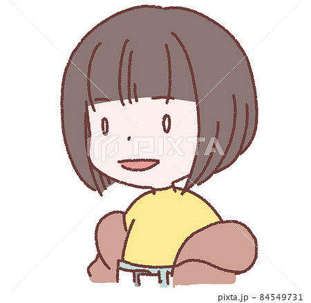 おかっぱ 女の子のイラスト素材