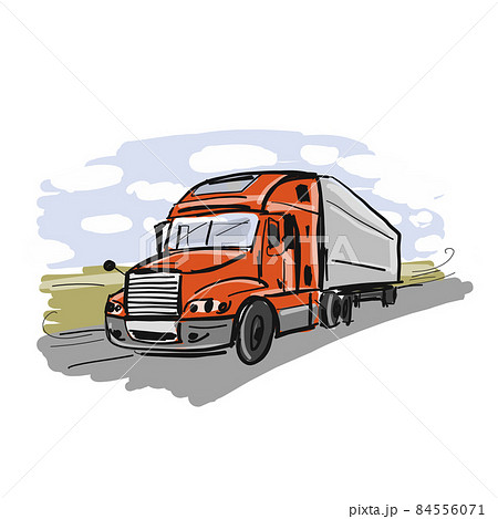 Truck Illustration Carriage Of Goods Sketch のイラスト素材