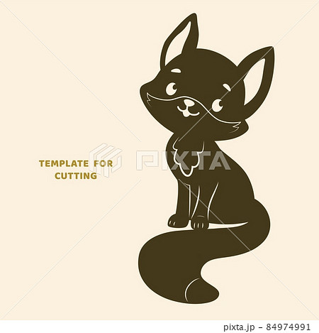 キツネ シルエットの写真素材