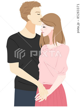 女の子 イラスト かわいい キスの写真素材