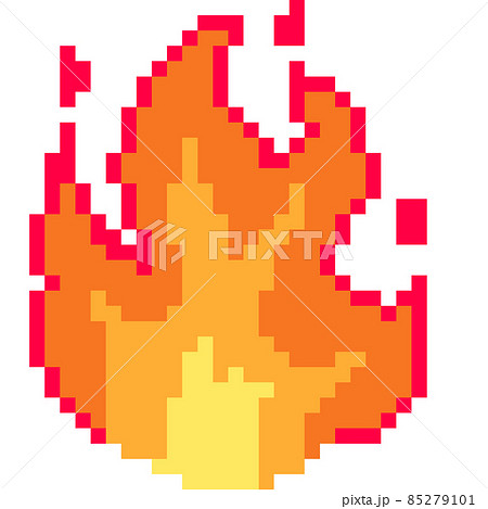 焚き火 焚火 たき火 ドット絵のイラスト素材