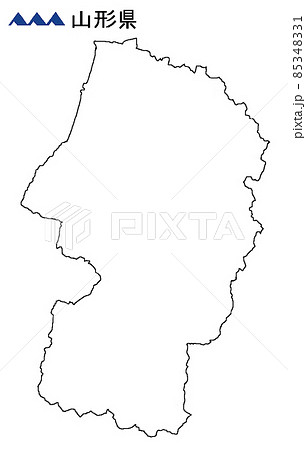 山形 山形県 地図 白地図のイラスト素材