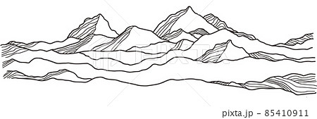 モノクロ 白黒 岩 海のイラスト素材