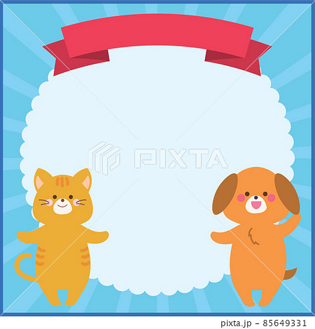 ベクター 犬 猫 フレームのイラスト素材
