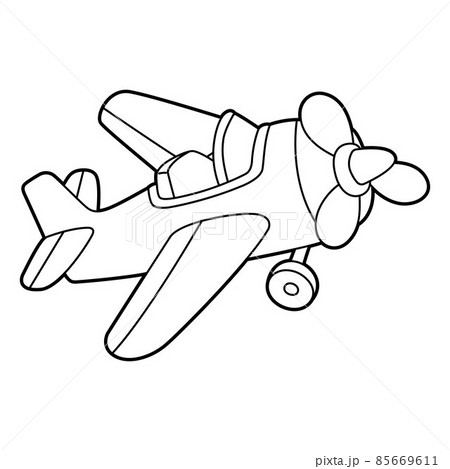 ぬりえ 飛行機 イラスト 挿絵の写真素材