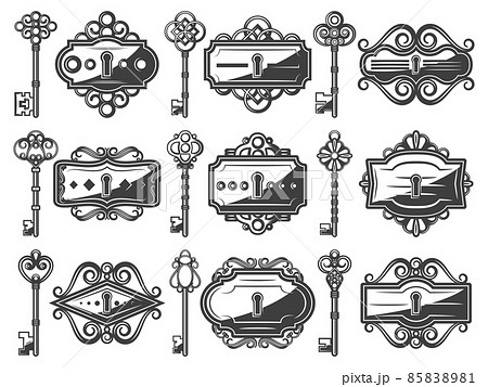 鍵穴 鍵 カギ アンティークのイラスト素材