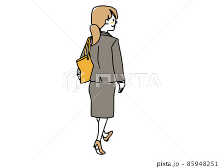 女性 少女 後ろ姿 歩くのイラスト素材