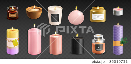 ロウソク キャンドル 炎 おしゃれのイラスト素材