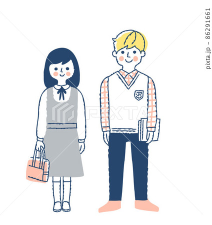 男女 カップル 男の子 女の子のイラスト素材