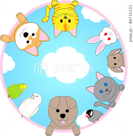 ベクター 犬 猫 フレームのイラスト素材