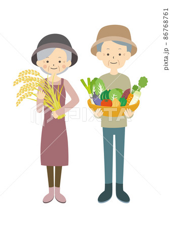畑 農業 おじいさん 男性のイラスト素材