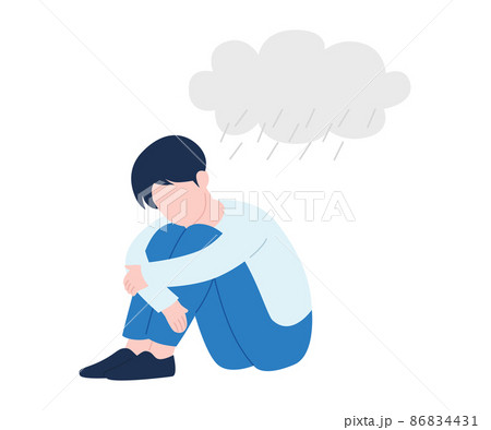 膝を抱えるのイラスト素材