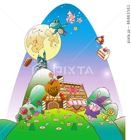 お菓子の家のイラスト素材 お菓子の家のイラスト素材