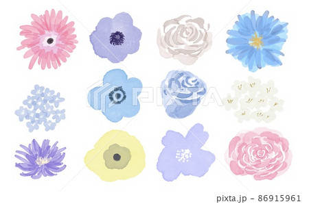 花 ガーベラ イラスト 水彩 手描きのイラスト素材