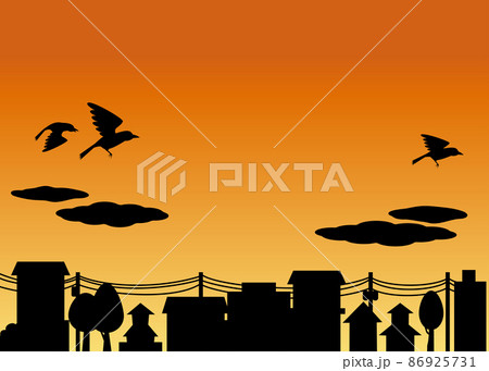 カラス シルエットのイラスト素材