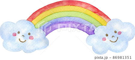 イラスト 晴れ 雲 顔のイラスト素材