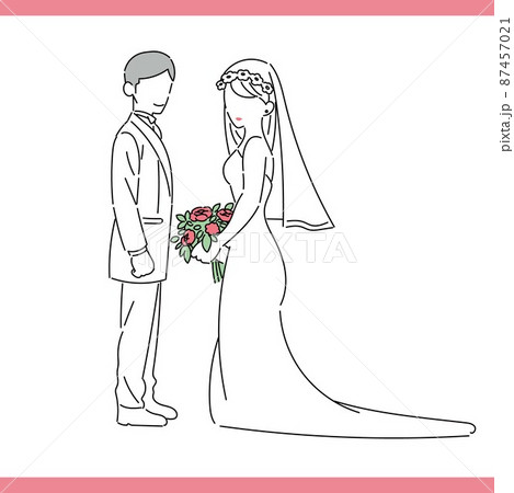 人物 結婚 シルエット ウェディングのイラスト素材
