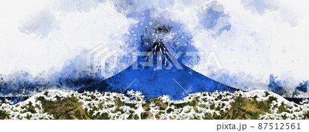 富士山 水彩 海 Watercolor painting How to draw Mt Fuji with